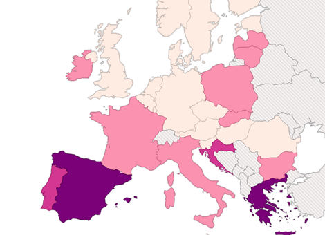 In november vorig jaar zat 12,1 procent van de beroepsbevolking van de eurozone zonder werk. Daarmee is de werkloosheid, aangepast voor seizoensinvloeden, al sinds april stabiel. Dat maakte het Europese bureau voor de statistiek Eurostat woensdag bekend (pdf). De werkloosheid in de gehele Europese Unie was in november 10,9 procent en is stabiel sinds mei, aldus Eurostat. In november 2012 was de werkloosheid in de eurozone 11,8 procent en in de EU 10,8 procent. Naar schatting telden de 28 landen van de EU ruim 26,5 miljoen werklozen, van wie 19,2 miljoen in de toen nog 17 eurolanden. Op 1 januari van dit jaar heeft ook Letland de euro ingevoerd. Nederland kende op jaarbasis één van de sterkste toenames van de werkloosheid, van 5,6 procent naar 6,9 procent. Alleen in Cyprus (van 13,3 naar 17,3), Italië (van 11,3 naar 12,7) en Griekenland (van 26 naar 27,4) werden scherpere stijgingen gemeten. [google-drive number='1'] De werkloosheid daalde het hardst in Ierland (14,3 naar 12,3), Litouwen (13 naar 11,3) en Portugal (17 naar 15,5). In Hongarije nam de werkloosheid tussen oktober 2012 en oktober 2013 af van 11 procent naar 9,5 procent en in Letland daalde de werkloosheid tussen het derde kwartaal van 2012 en dezelfde periode vorig jaar van 14 naar 12 procent, aldus Eurostat.