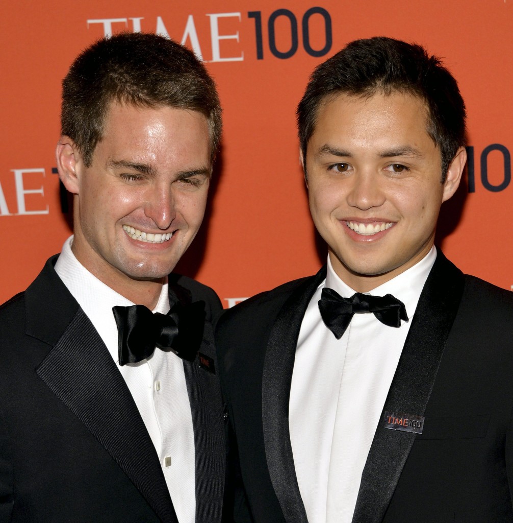 Evan Spiegel (links) en Bobby Murphy van Snapchat. Foto EPA