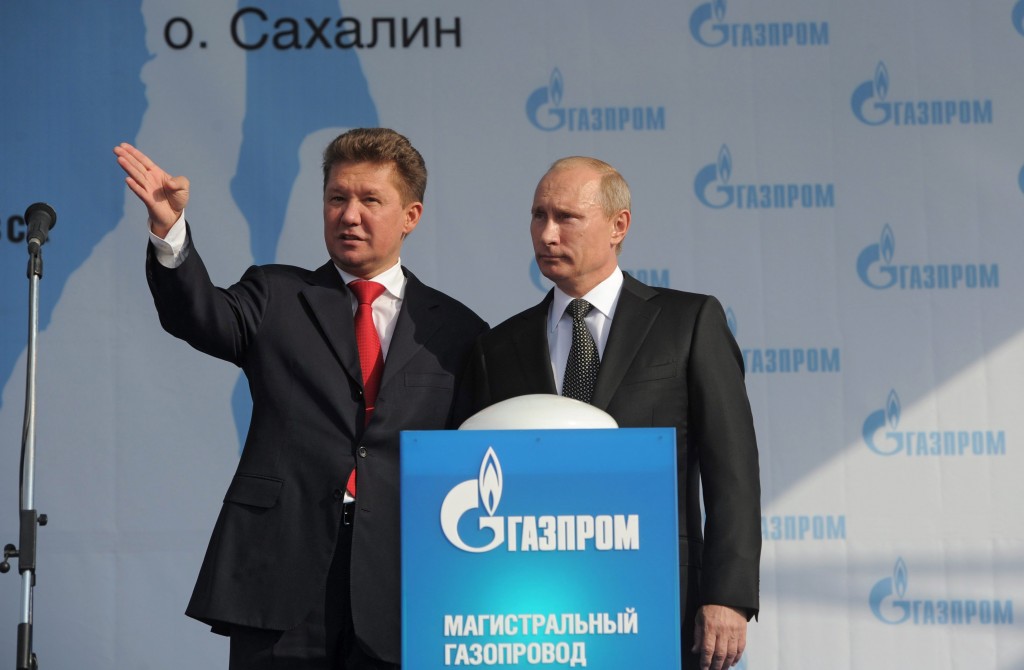 Poetin met bestuursvoorzitter Aleksej Miller van Gazprom. Foto: EPA