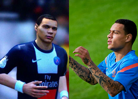 PSG's Gregory van der Wiel sports a tattoo in his neck as he