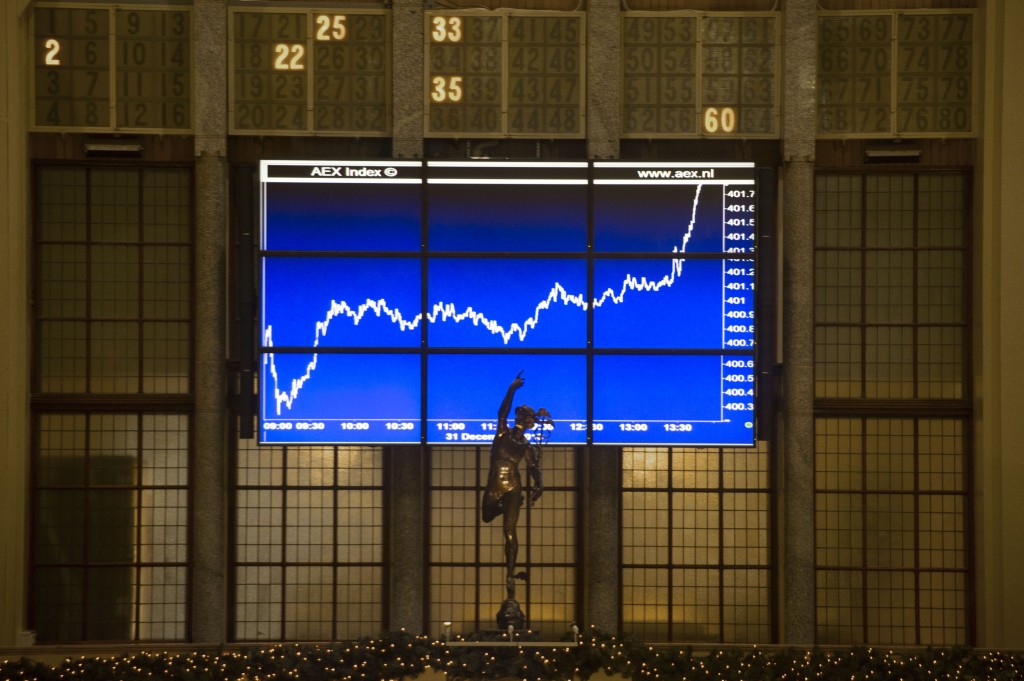 De Amsterdamse beurs stond maandag in de ochtendhandel duidelijk hoger. Ook de andere Europese graadmeters tekenden flinke winsten op. Hogere prijzen voor olie en andere grondstoffen hielpen het beurssentiment.