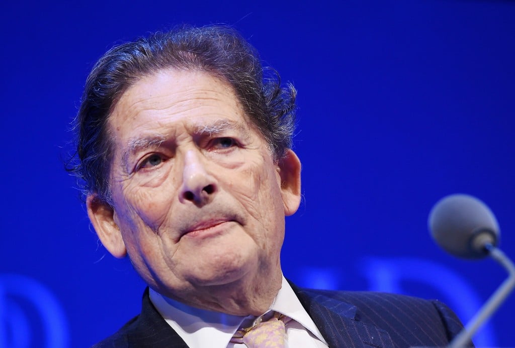 Nigel Lawson, oud-minister van Financiën voor het Verenigd Koinkrijk en nu leider van Vote Leave. Foto: EPA