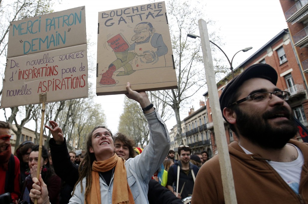 Demonstratie tegen hervorming van de arbeidsmarkt in Frankrijk, 6 april 2016. Foto: EPA
