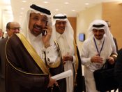 2016-09-28 14:16:16 epa05560107 Saudi Energy Minister Khaled al-Faleh (L) arrives to a session of the International Energy Forum and informal meeting of OPEC ministers at the congress palace in Algiers, Algeria, 28 September 2016. Algeria is hosting the 15th International Energy Forum (IEF15) between 26 and 28 September. Members of the Organization of the Petroleum Exporting Countries (OPEC) will reportedly have talks in Algeria on the sideline of the meeting. EPA/MOHAMED MESSARA