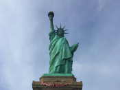 Vrijheidsbeeld, Statue of Liberty, New York, spandoek, vluchtelingen