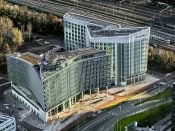 2016-11-29 00:00:00 AMSTERDAM - LUCHTFOTO - Akzo Nobel gebouw aan de snelweg ring A10 op de Zuidas in Amsterdam Zuid. ANP JOHN GUNDLACH **NAAMSVERMELDING FOTOGRAAF VERPLICHT**