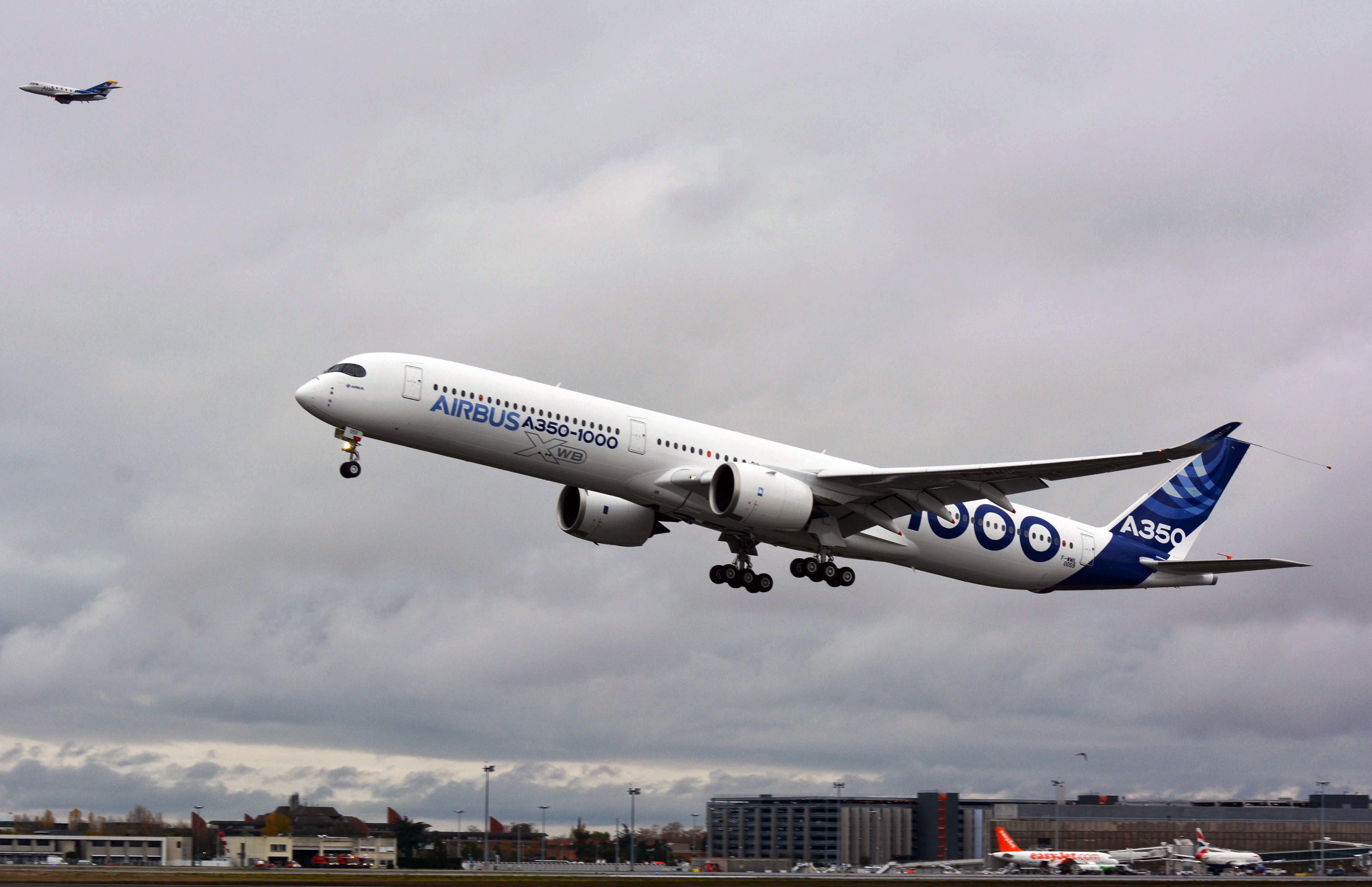 Een Airbus A350-1000, de grootste variant van het type. China Southern bestelt de kortere 900-uitvoering. Foto: EPA
