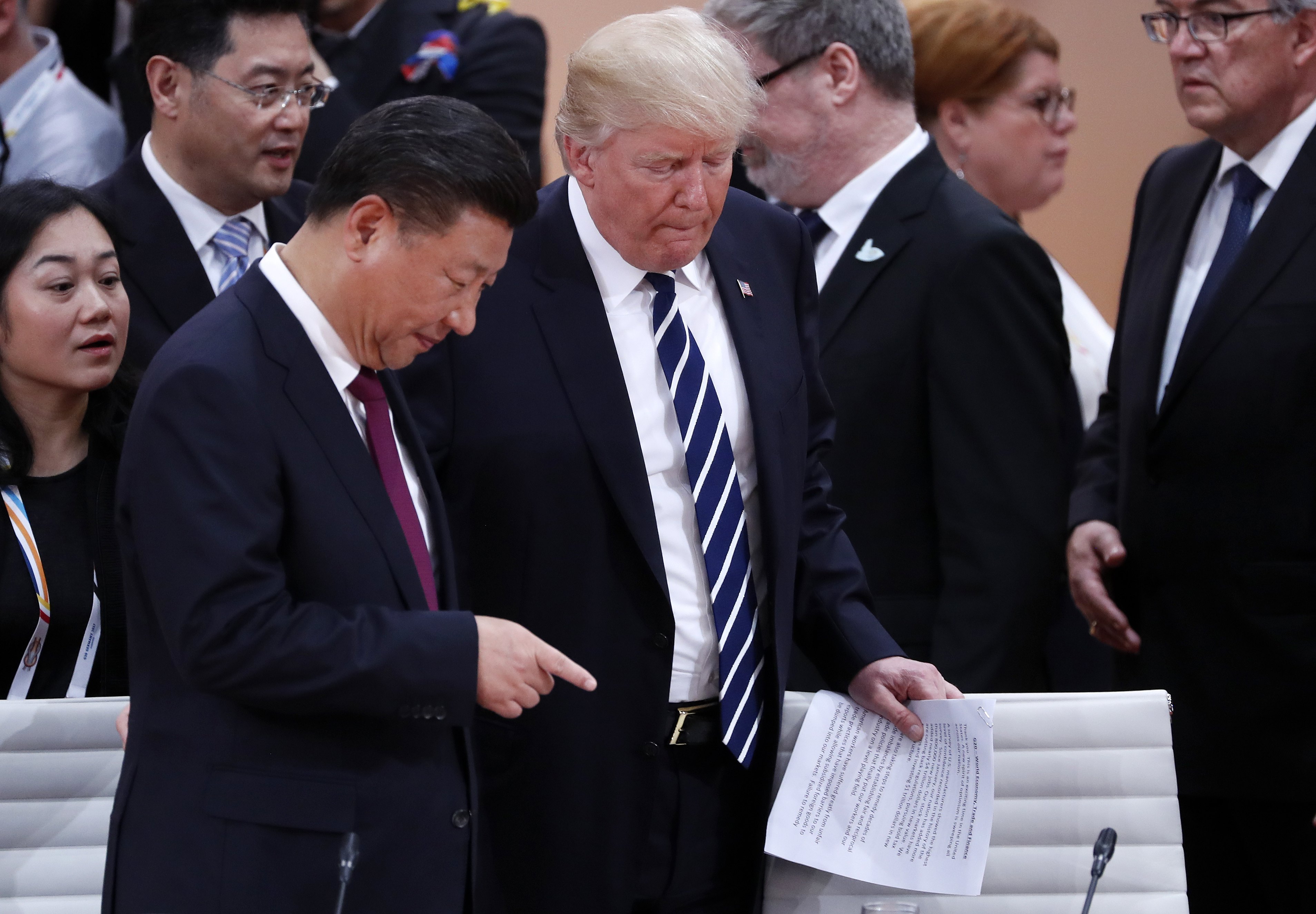 Donald Trump met de Chinese president Xi Jinping op de G20-top in Hamburg in 2017.