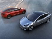 2017-07-03 09:36:17 epa06063955 A undated handout photo made available by Tesla Motors on 03 July 2017 shows Tesla Model 3 in red and silver. The all-electric Model 3 was unveiled on 31 March 2016. According to a tweet by Elon Musk, CEO of Tesla Inc., Model 3 passed all regulatory requirements for production and is expected to be rolling off production line this week. EPA/HANDOUT HANDOUT HANDOUT EDITORIAL USE ONLY/NO SALES