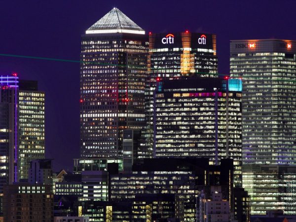 Canary Wharf, één van de financiële wijken van Londen. Foto: Getty