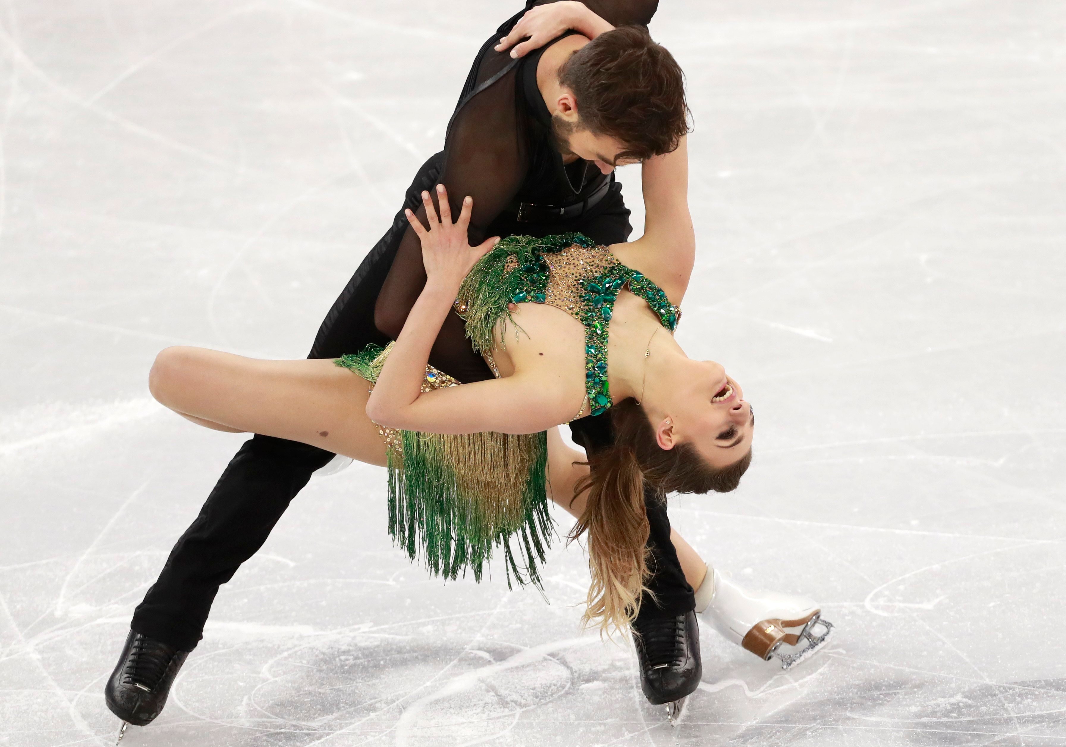 ...Papadakis and Guillaume Cizeron of France compete in the Ice Dance Short...