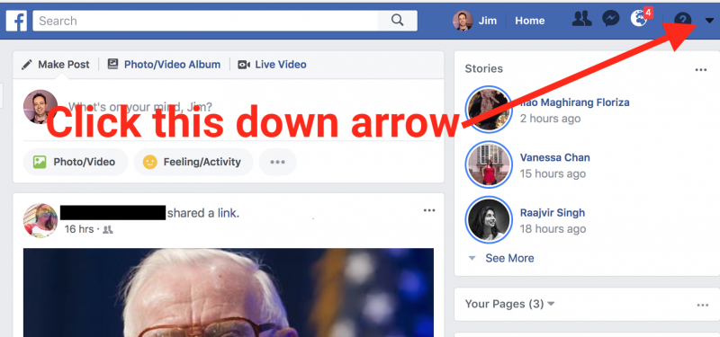 Facebook turn platform off