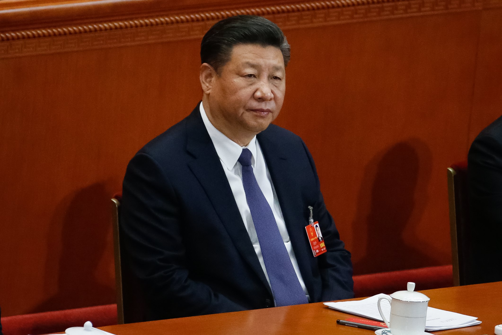 2018-03-11 14:57:59 epa06595570 Chinese President Xi Jinping, attends the third plenary session of the 13th National People's Congress (NPC) at the Great Hall of the People in Beijing, China, 11 March 2018. The NPC has over 3,000 delegates and is the world's largest parliament or legislative assembly though its function is largely as a formal seal of approval for the policies fixed by the leaders of the Chinese Communist Party. The NPC runs alongside the annual plenary meetings of the Chinese People's Political Consultative Conference (CPPCC), together known as 'Lianghui' or 'Two Meetings'. EPA/ROMAN PILIPEY