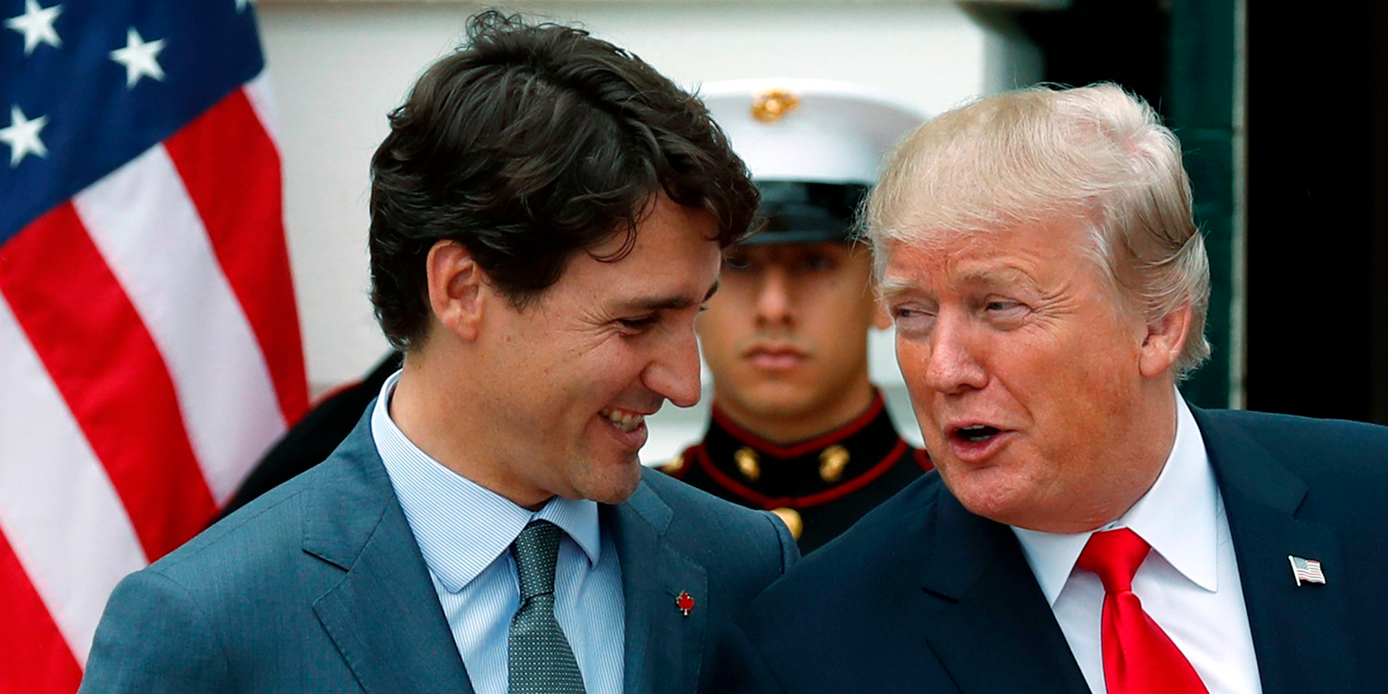 De Canadese premier Justin Trudeau en Donald Trump. Foto: Jonathan Ernst/Reuters