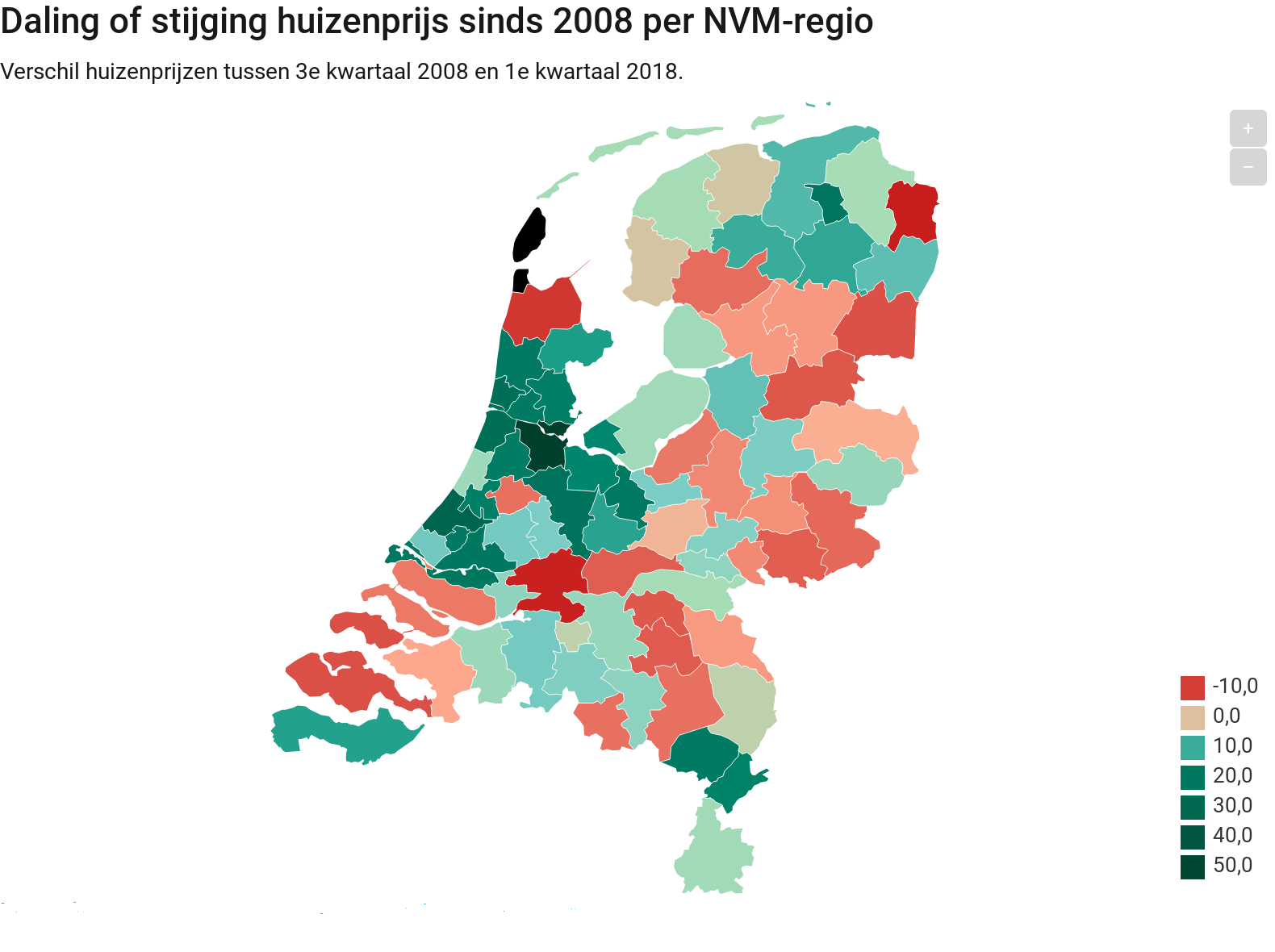 huizenprijs, hoog, Nederland, regio 2018