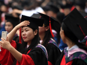 Graduates attend the graduation ceremony of Wuhan University on June 22, 2018 in Wuhan, Hubei Province of China.