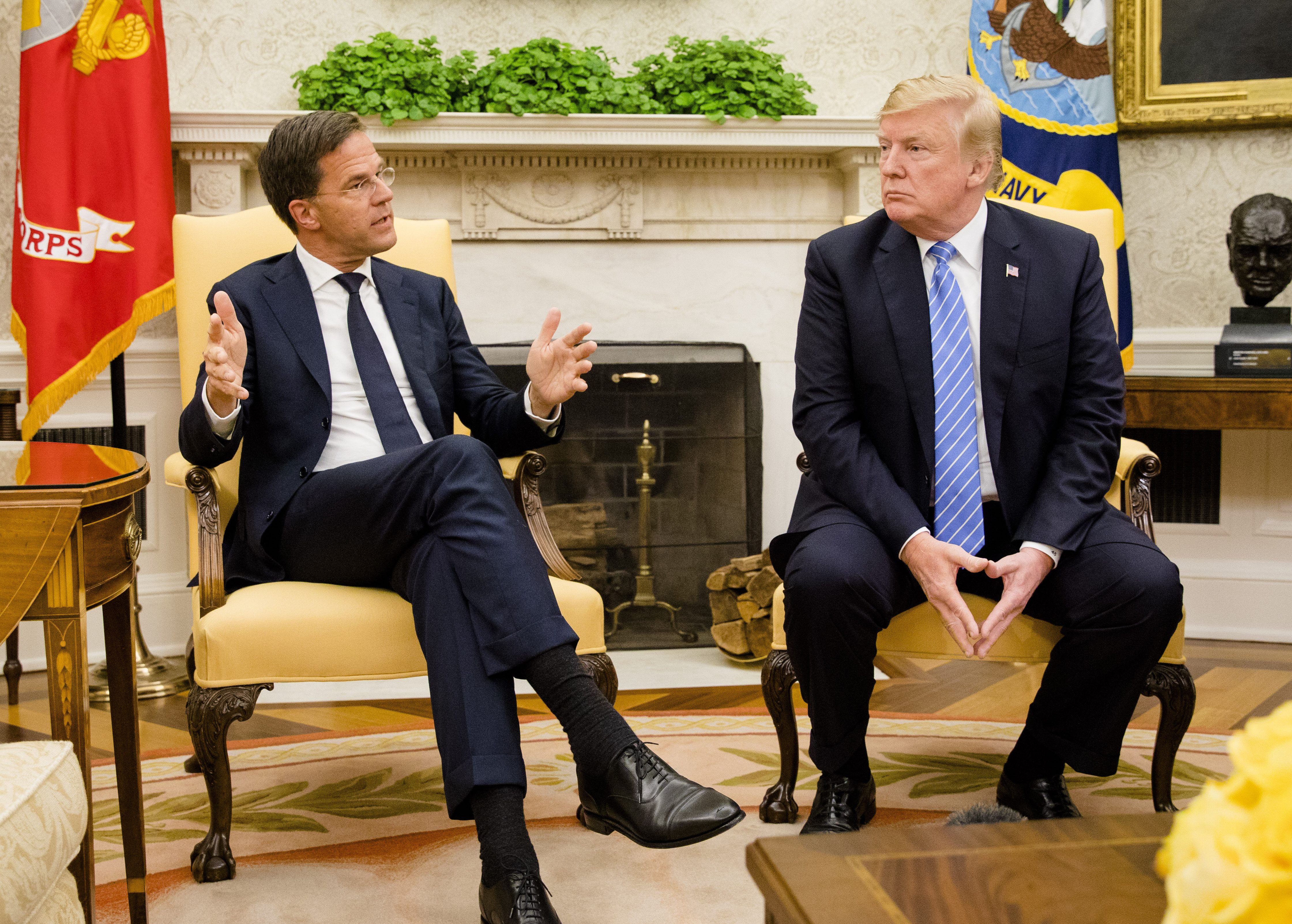 Premier Mark Rutte op bezoek bij de Amerikaanse president Donald Trump