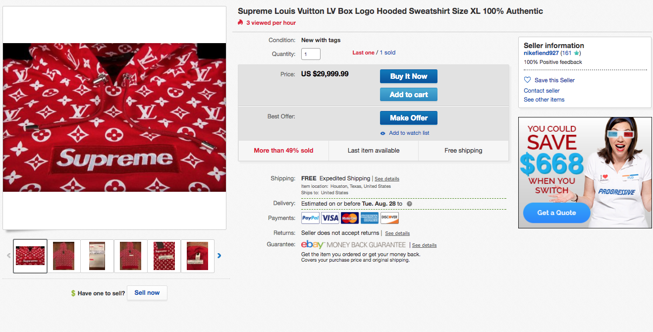 I'm thinking of buying the Supreme x Louis Vuitton Box Logo Hoodie