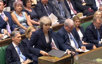 BRITAIN MAY PARLIAMENT Theresa May spreekt het Britse Lagerhuis toe. Foto: EPA