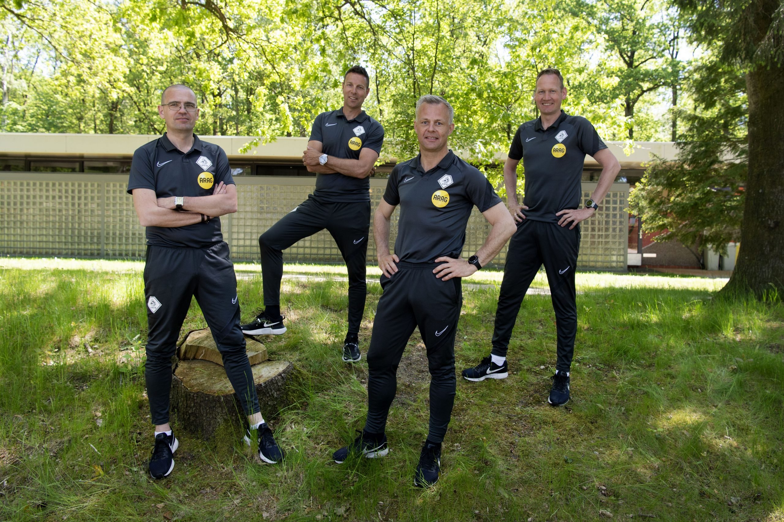Scheidsrechters Hessel Steegstra, Sander van Roekel, Björn Kuipers en Erwin Zeinstra. Foto: ANP/Olaf Kraak