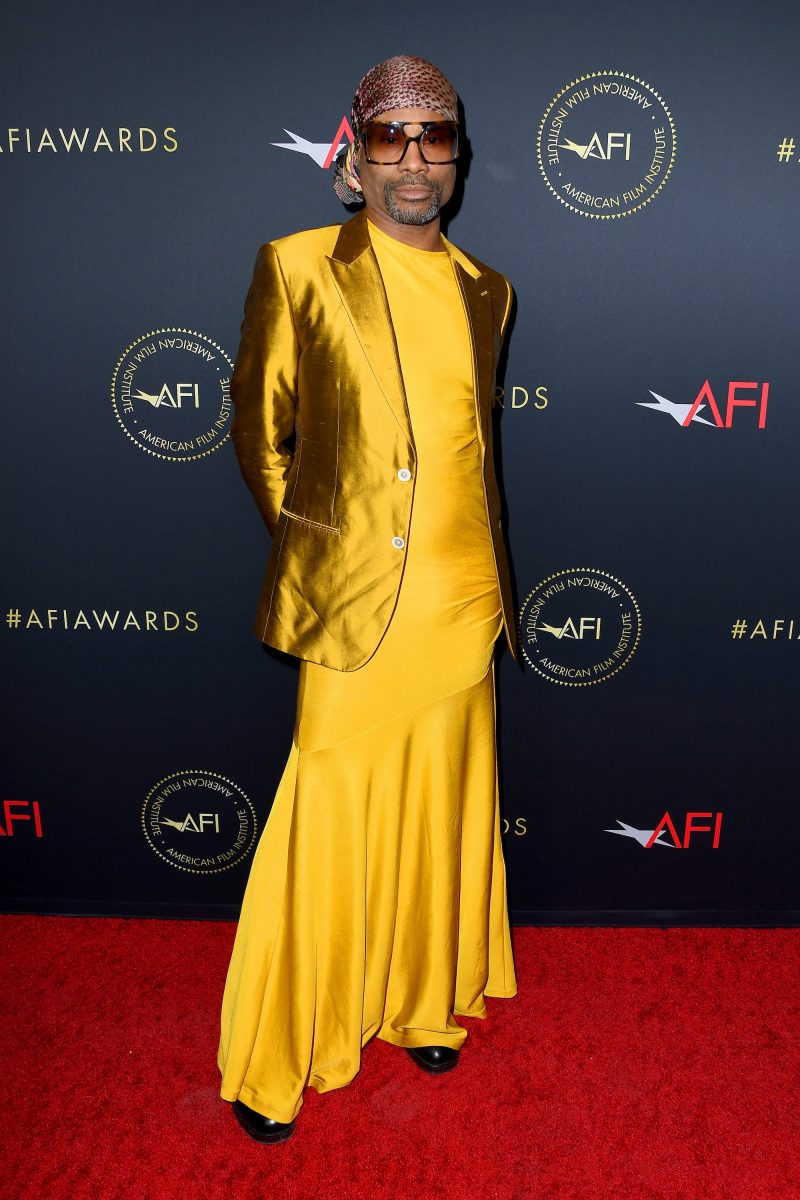 Actor Billy Porter made a statement in a tuxedo dress with a voluminous ...