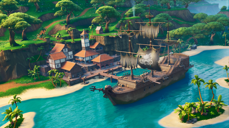 Fortnite Season 8 Launches Today With New Skins New Map Locations - a huge pirate ship is docked in the lazy lagoon one of season eight s new points of interest the first challenges of season eight include searching for