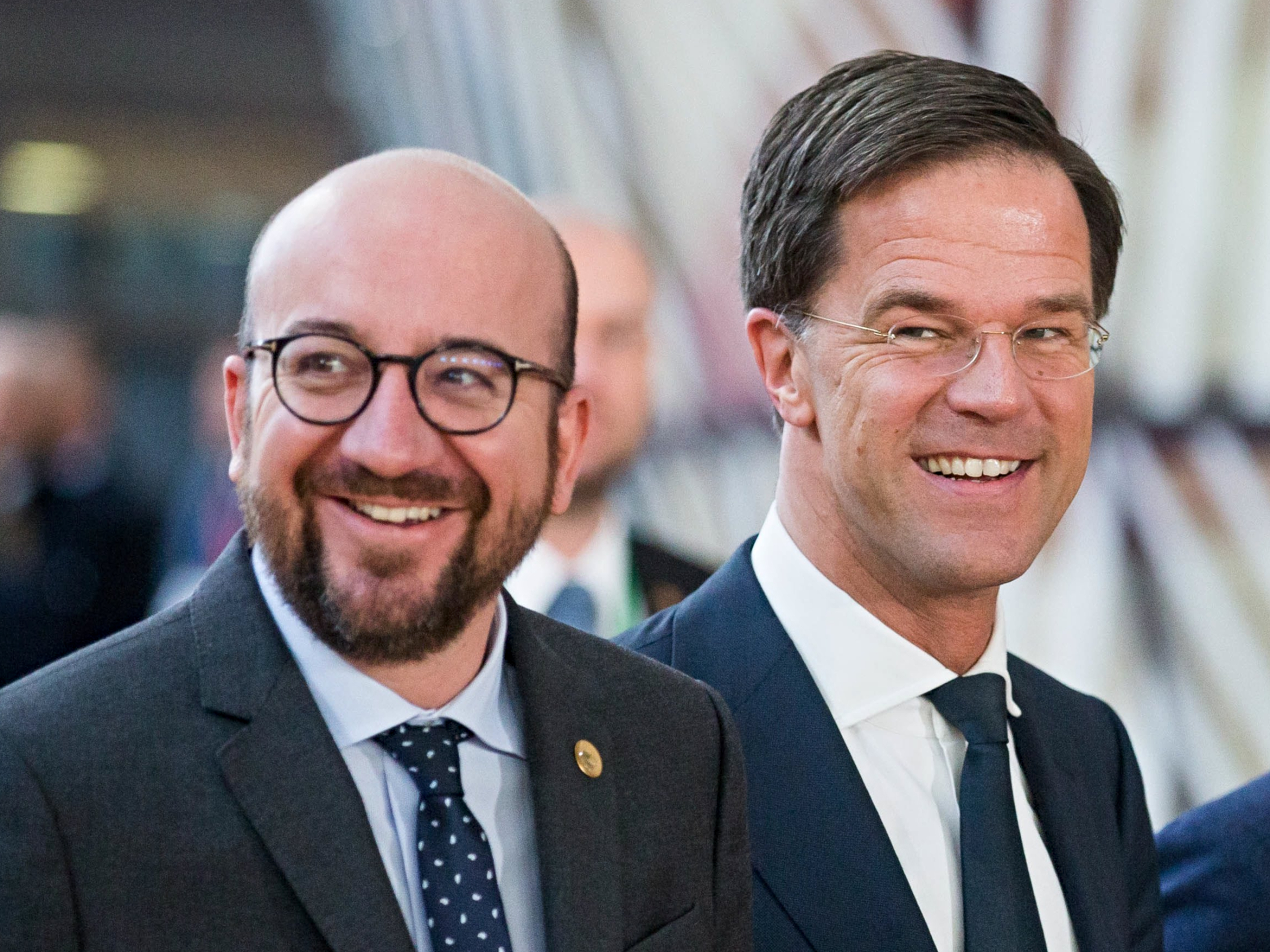 De Belgische premier Charles Michel en de Nederlandse premier Mark Rutte.