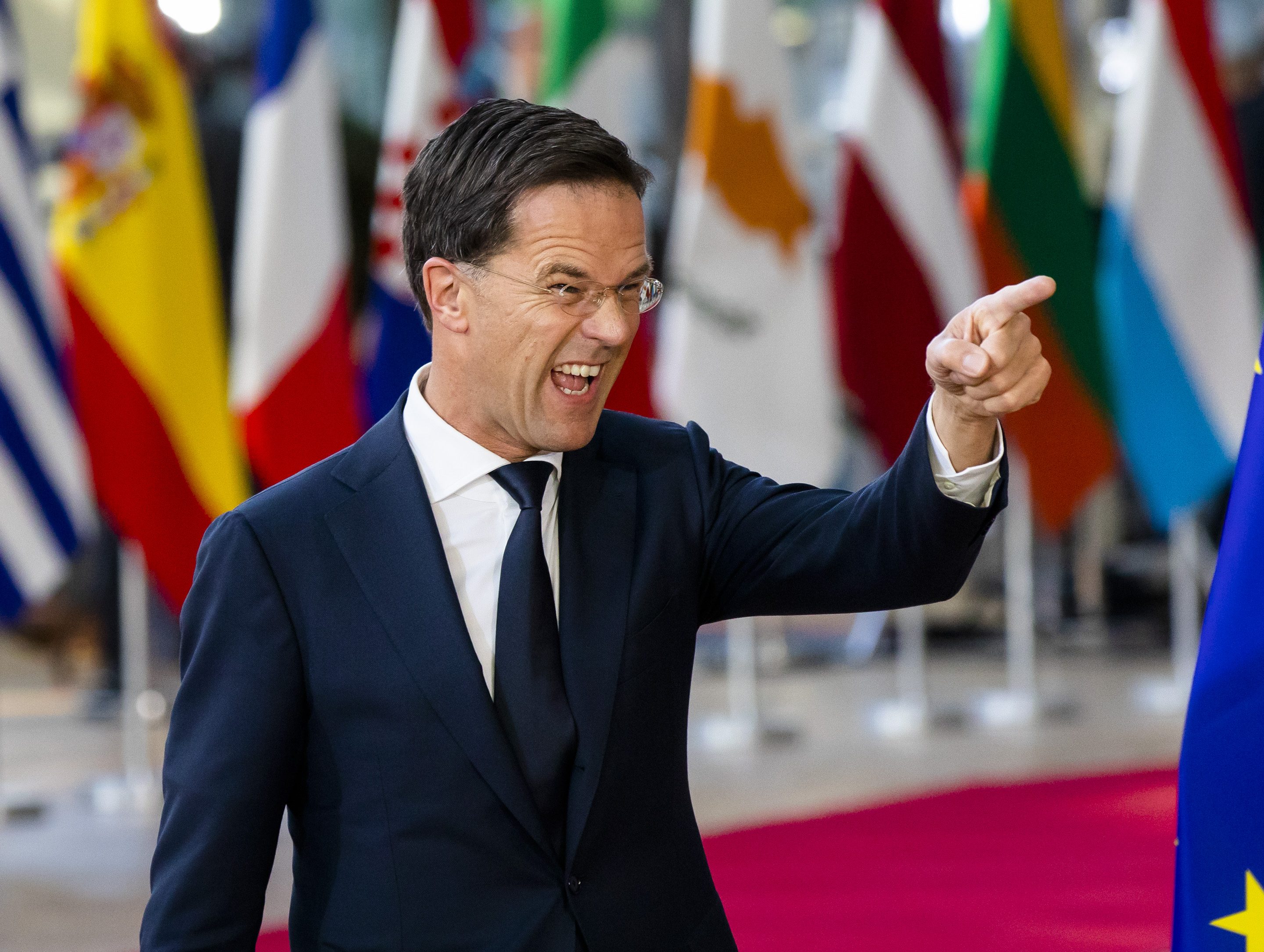 Premier Mark Rutte bij de speciale Brexit-top in Brussel op 10 april 2019.