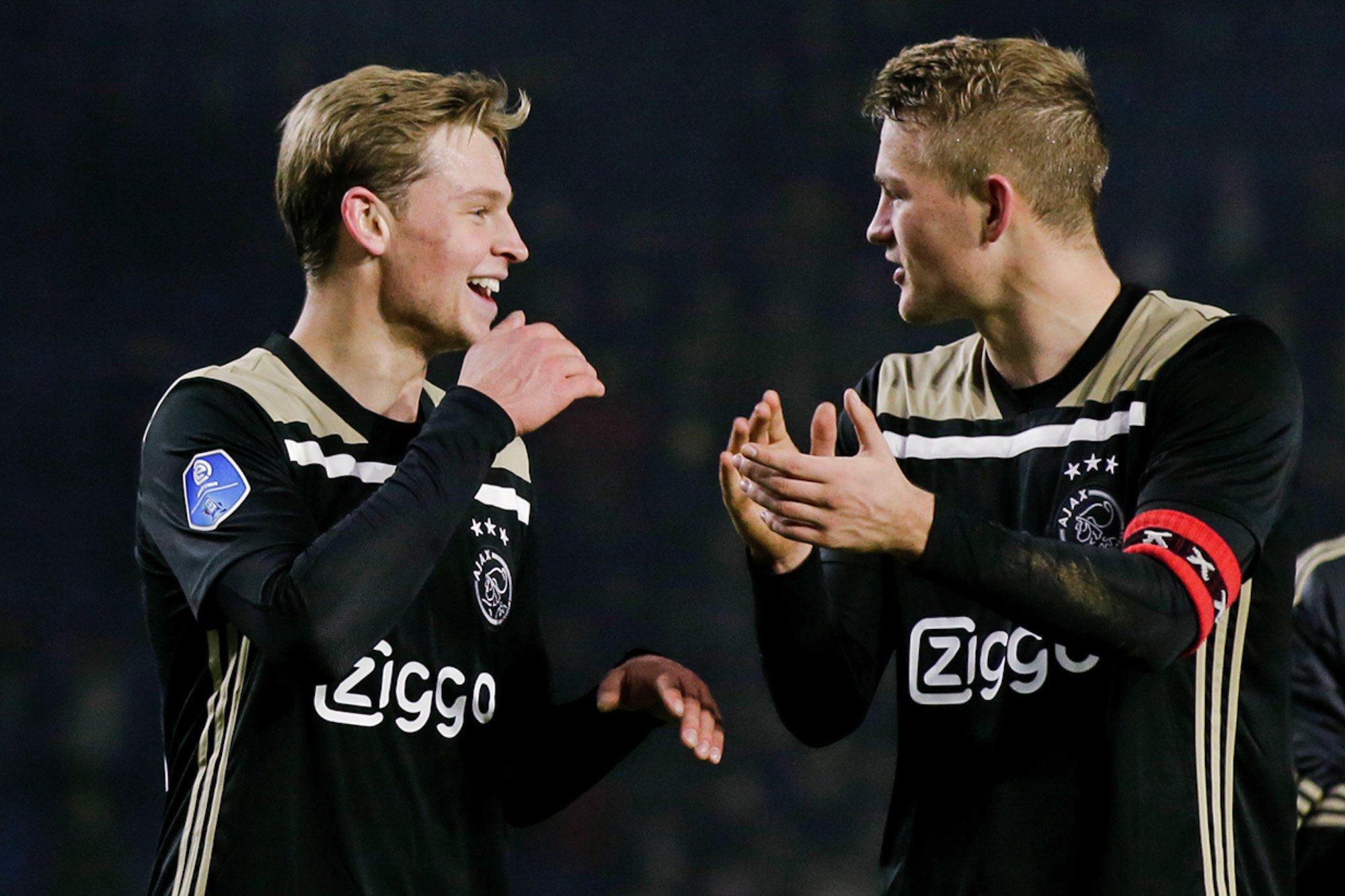 Frenkie de Jong en Matthijs de Ligt vertrokken in 2019 voor topbedragen bij Ajax. Foto: Erwin Spek/Soccrates/Getty Images