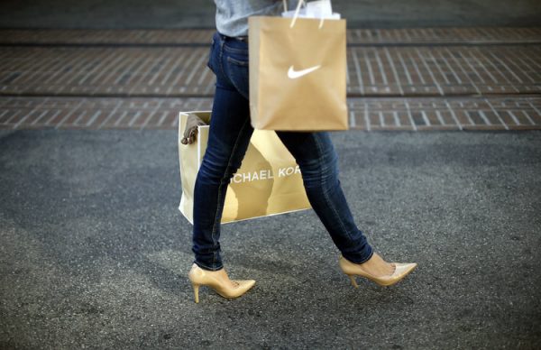Woman shops at The Grove mall in Los Angeles