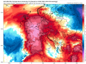 De temperatuur in Europa op 25 juni 2019.