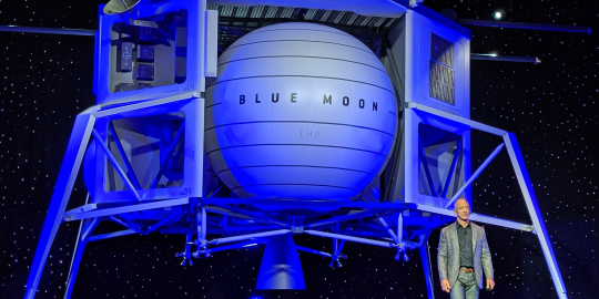De maanlander die Jeff Bezos in mei 2019 presenteerde met zijn bedrijf Blue Origin.