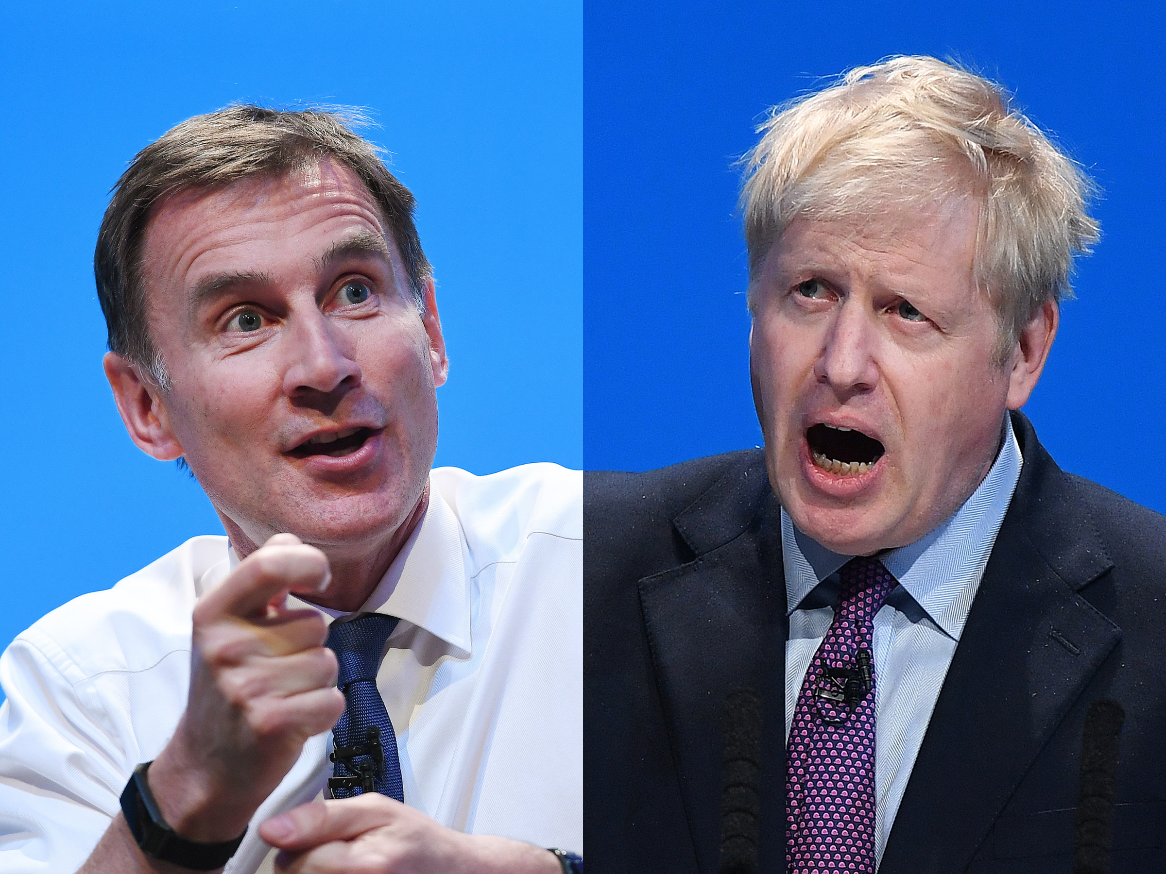 Links minister van Buitenlandse Zaken Jeremy Hunt, rechts Boris Johnson.