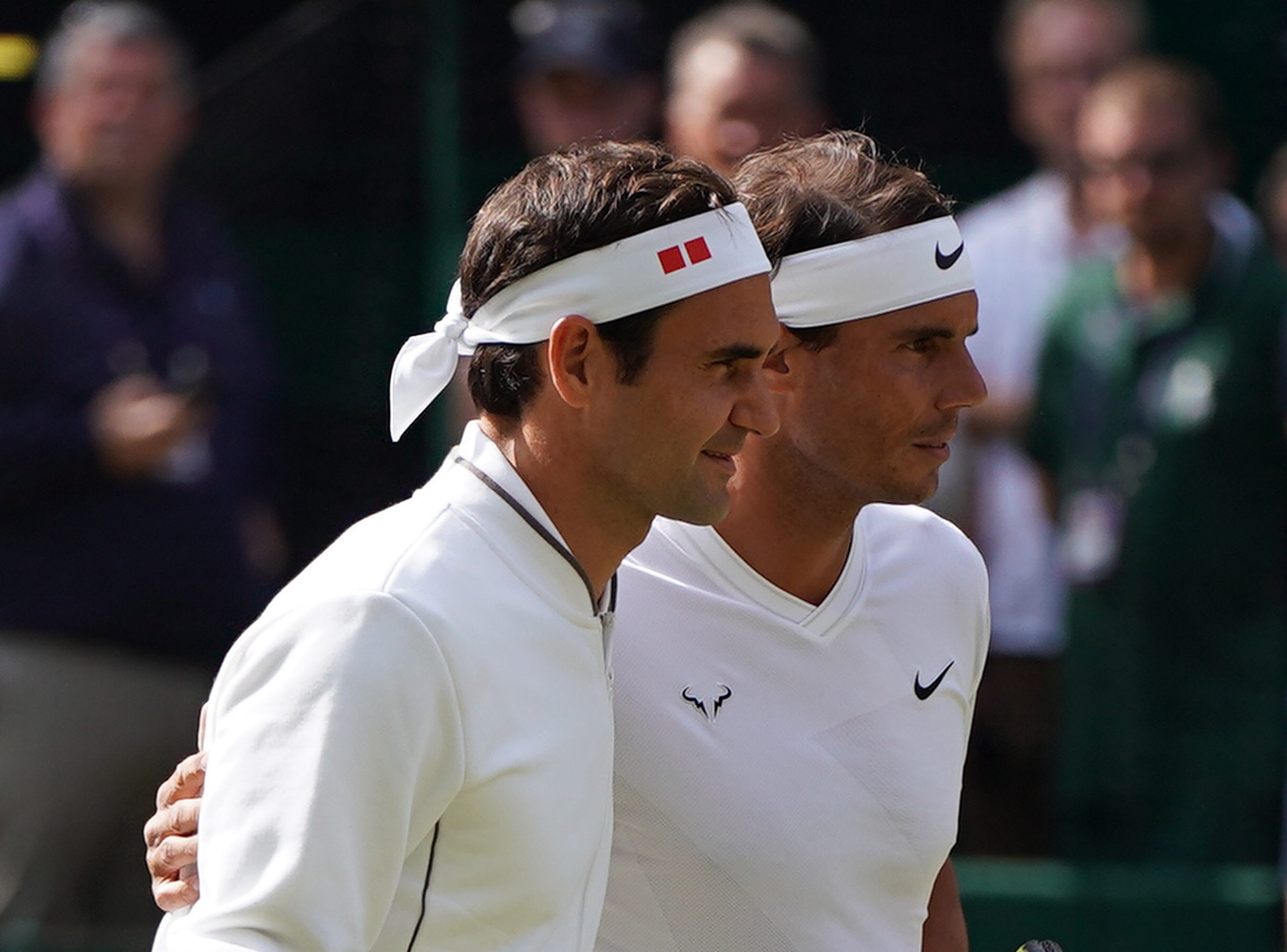 Roger Federer en Rafael Nadal op Wimbledon