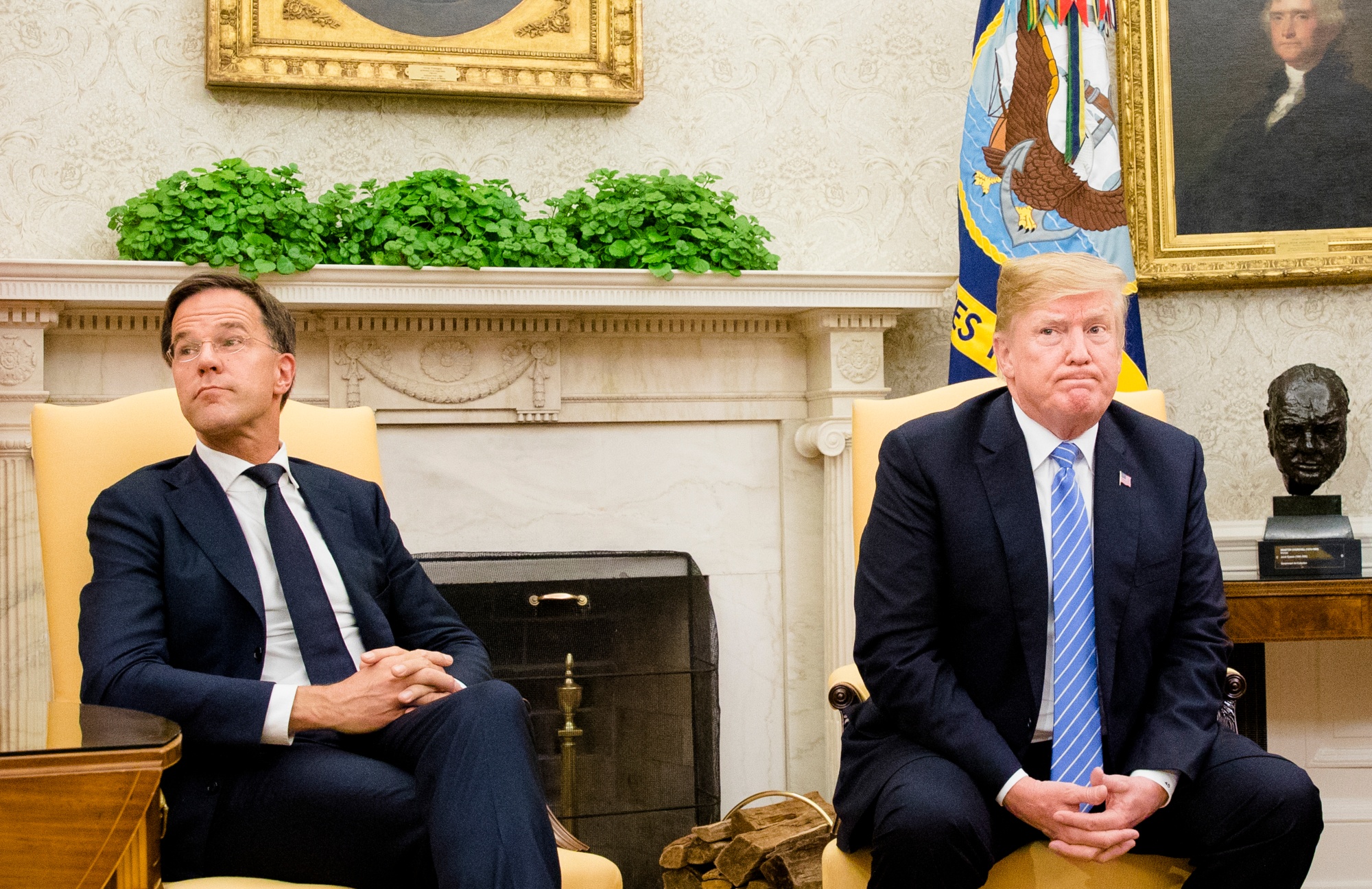 Mark Rutte en Donald Trump in het Wite Huis.