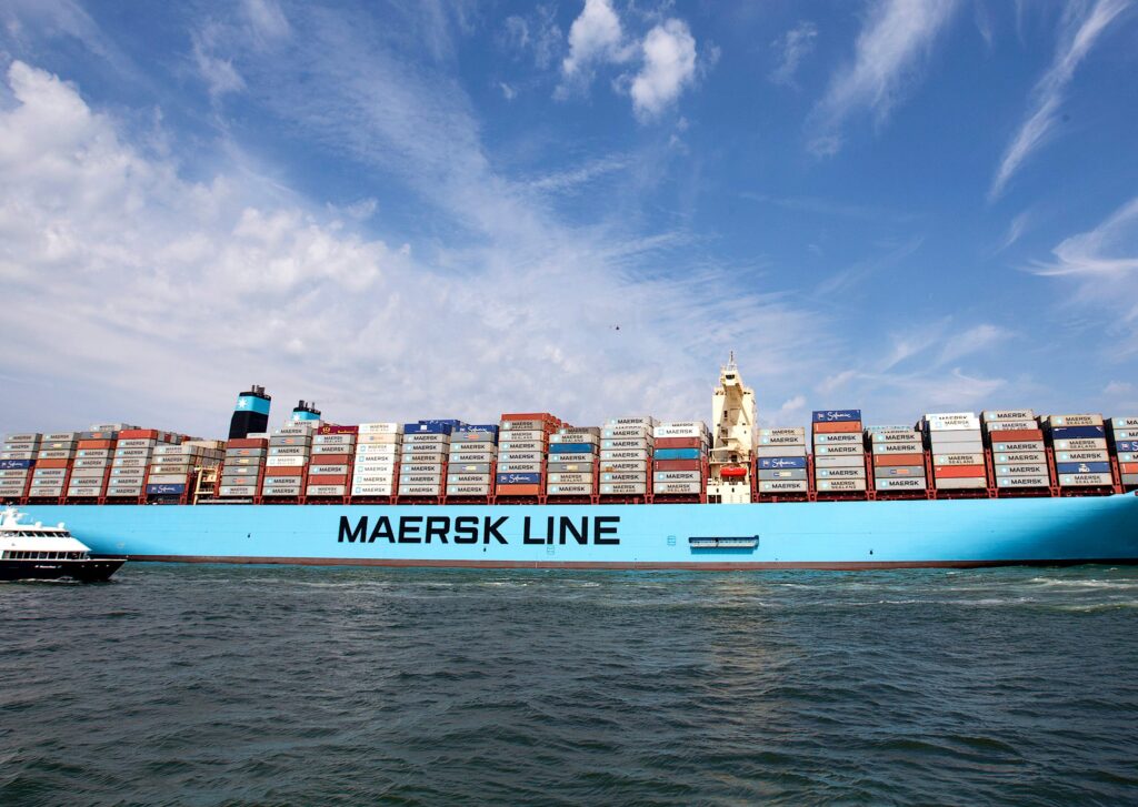 Een containerschip van Maersk.