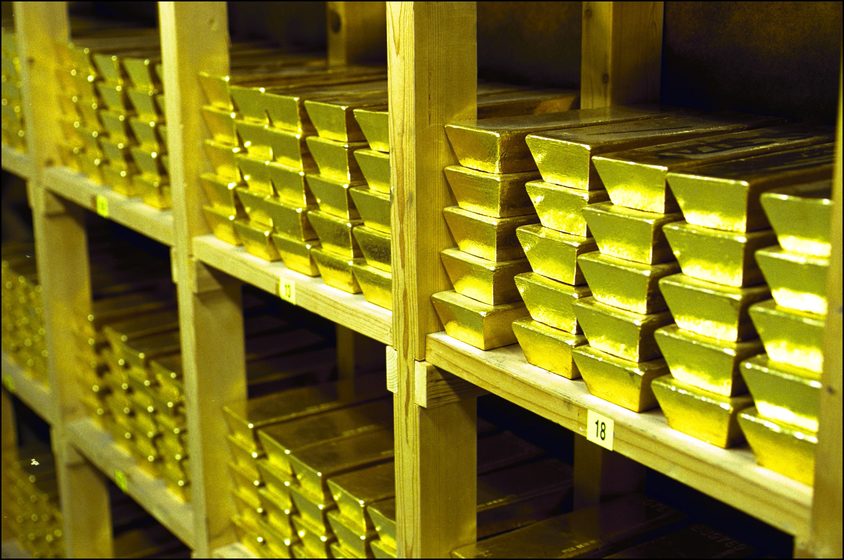 Een gedeelte van de goudvoorraad in De Nederlandsche Bank in Amsterdam.