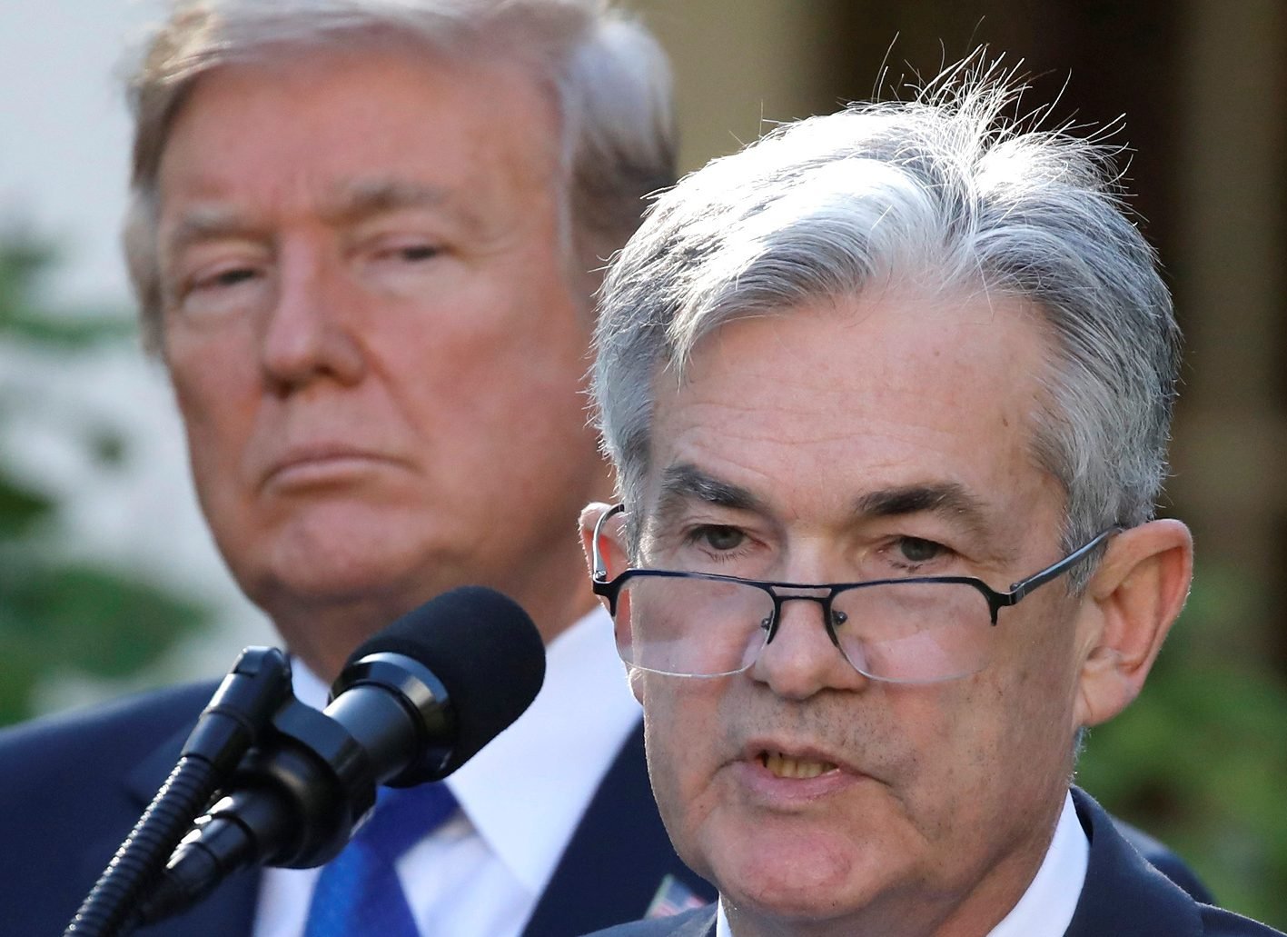 Donald Trump en Jerome Powell