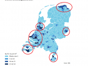 oncentratie van de uitstoot van broeikasgassen het hoogst is in industriële clusters rond Rotterdam, Amsterdam, Zeeland en Limburg, de regio Enschede en en Noord-Groningen