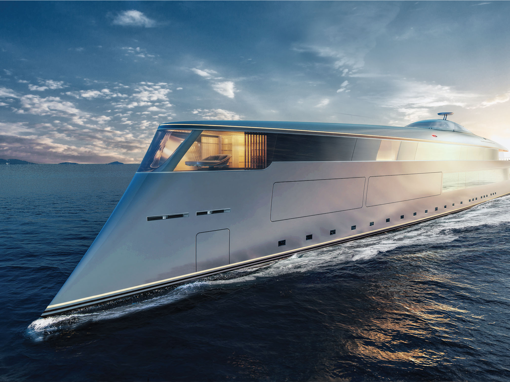 Op de Monaco Yacht Show is vorige week een conceptversie gepresenteerd van een 112 meter lang superjacht op waterstof,
