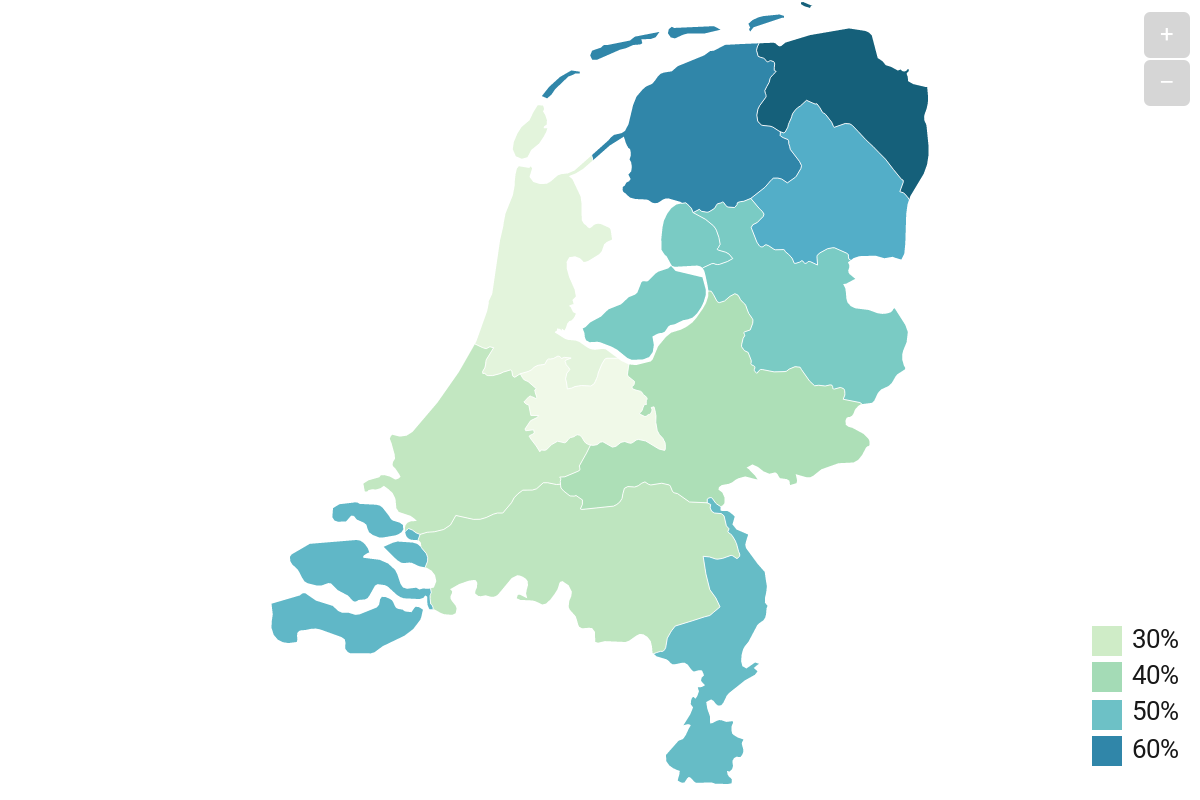 De meeste kans op een nieuwe woning met Nationale Hypotheek Garantie (NHG) hebben starters in Zuid-Holland, Noord-Brabant en Gelderland, zo blijkt uit onderzoek van De Hypotheeksho