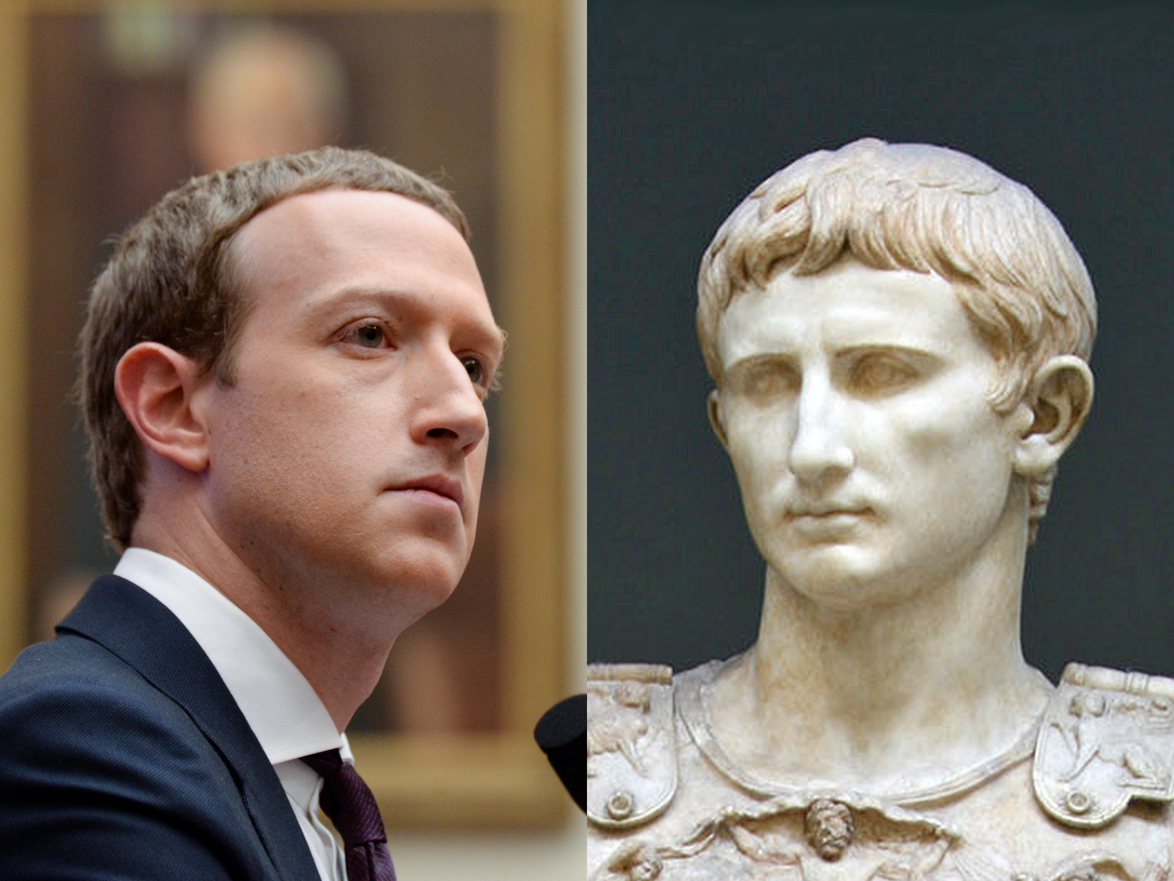 Facebook-topman Mark Zuckerberg en de Romeinse keizer Augustus hebben hetzelfde kapsel.