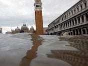 Het onlangs overstroomde San Marco-plein in Venetië.