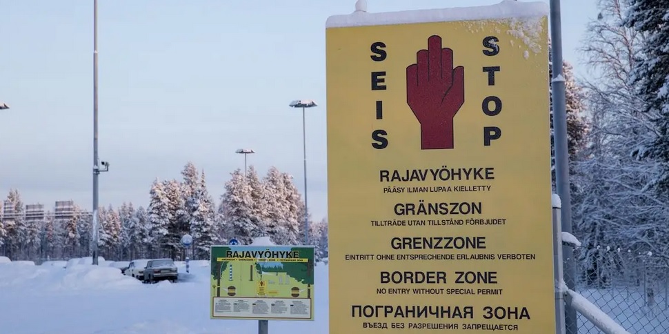 Een echte grens tussen Finland en Rusland bij het Noord-Finse plaatsje Salla.