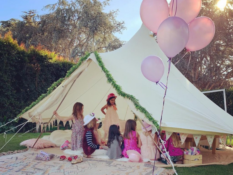 Some toddler birthday parties now cost as much as weddings Girl's Sleepover Birthday Party Tent done with lights