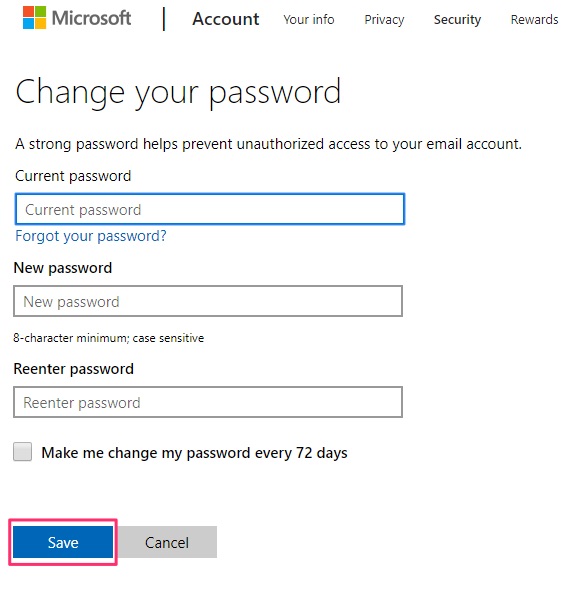 Создать почту xbox. Microsoft change password.