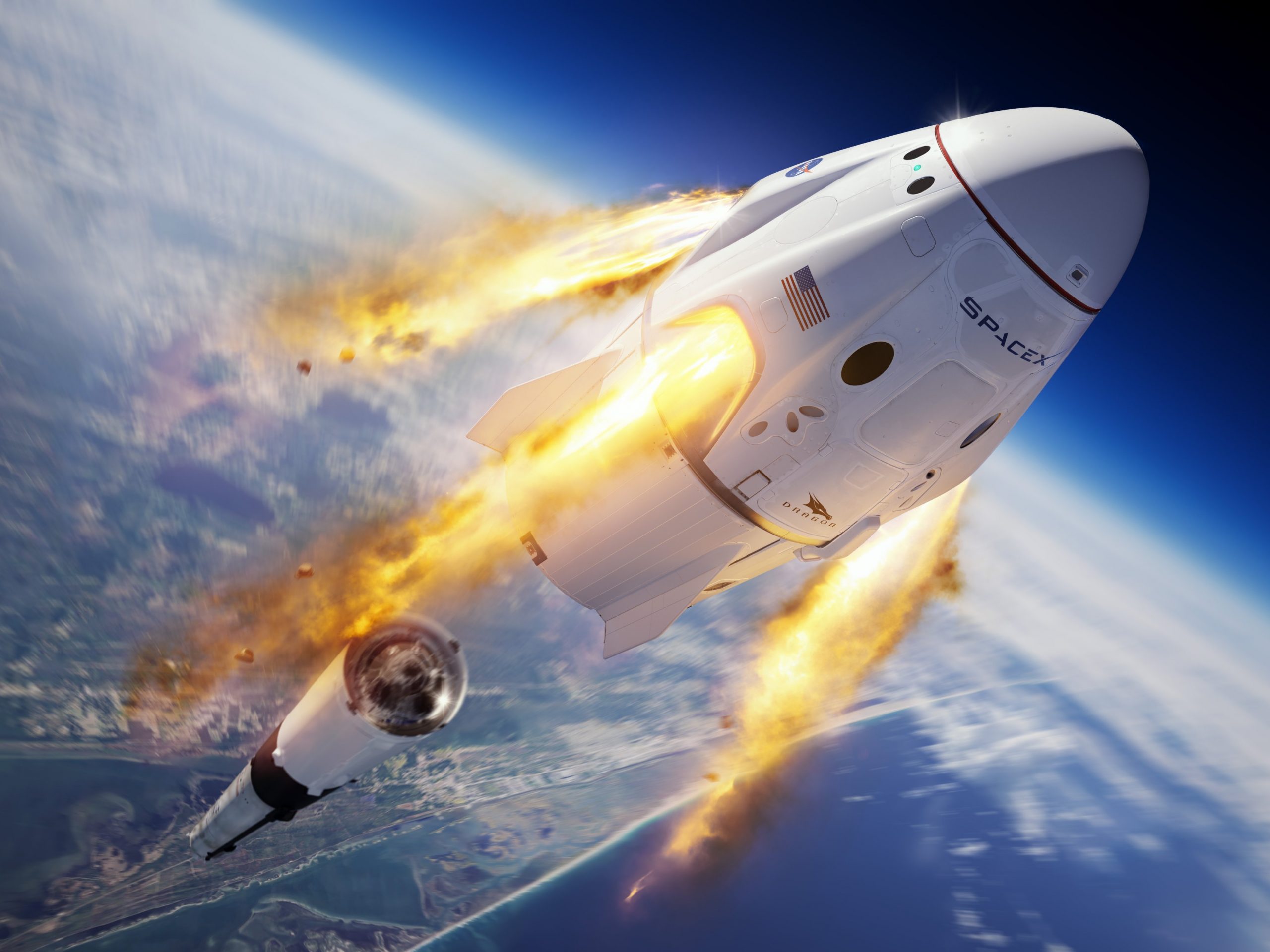 Spacex Van Elon Musk Schiet Een Raket De Ruimte In Om Te Laten Ontploffen