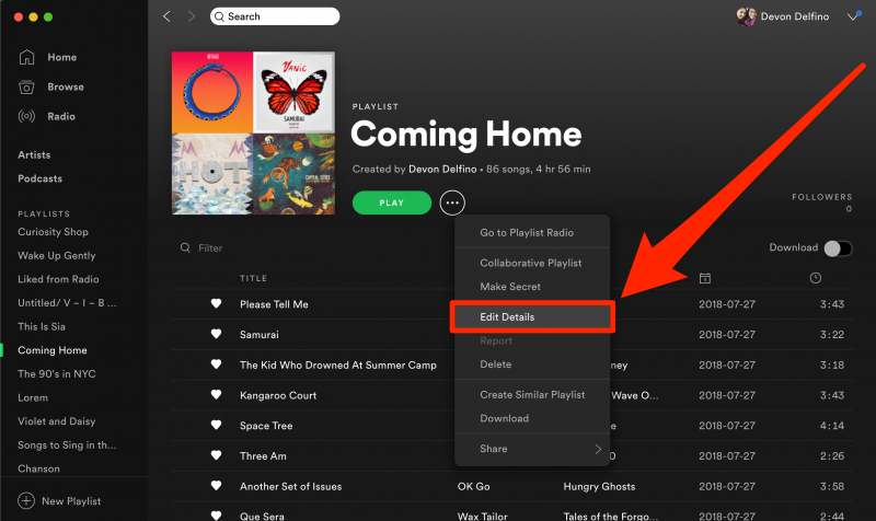 How to change a playlist's name on Spotify using the desktop or mobile app