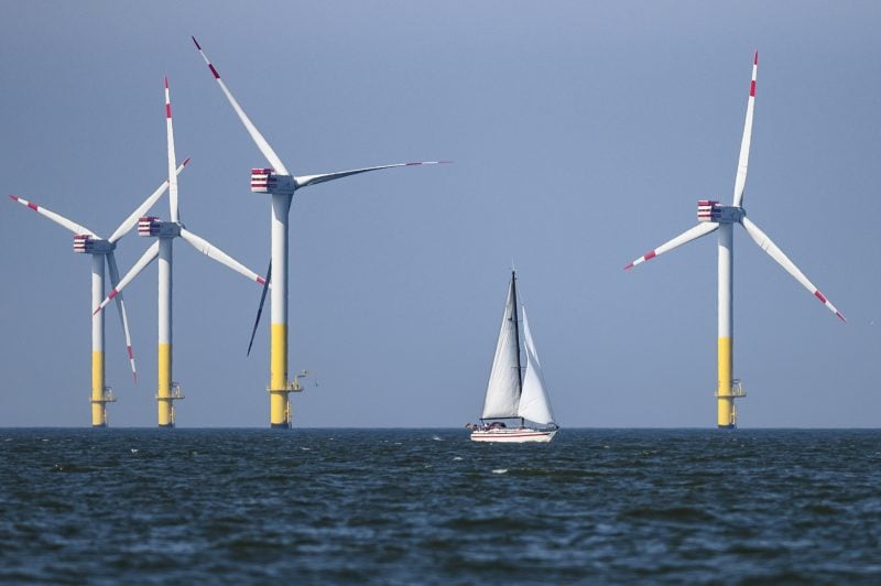 Een windpark in de Noordzee voor de Duitse kust
