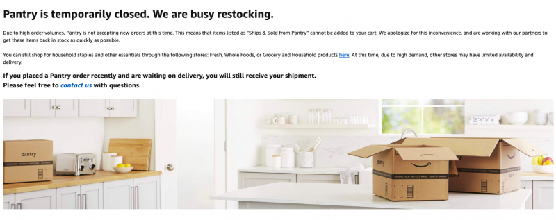 S Prime Pantry Service Is Temporarily Closed After Orders Spiked Amid The Coronavirus Outbreak S Prime Pantry Service Is